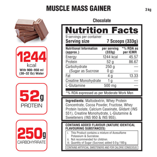 Muscle Mass Gainer Protein Powder with L-Glutamine & Creatine Monohydrate - Image 13
